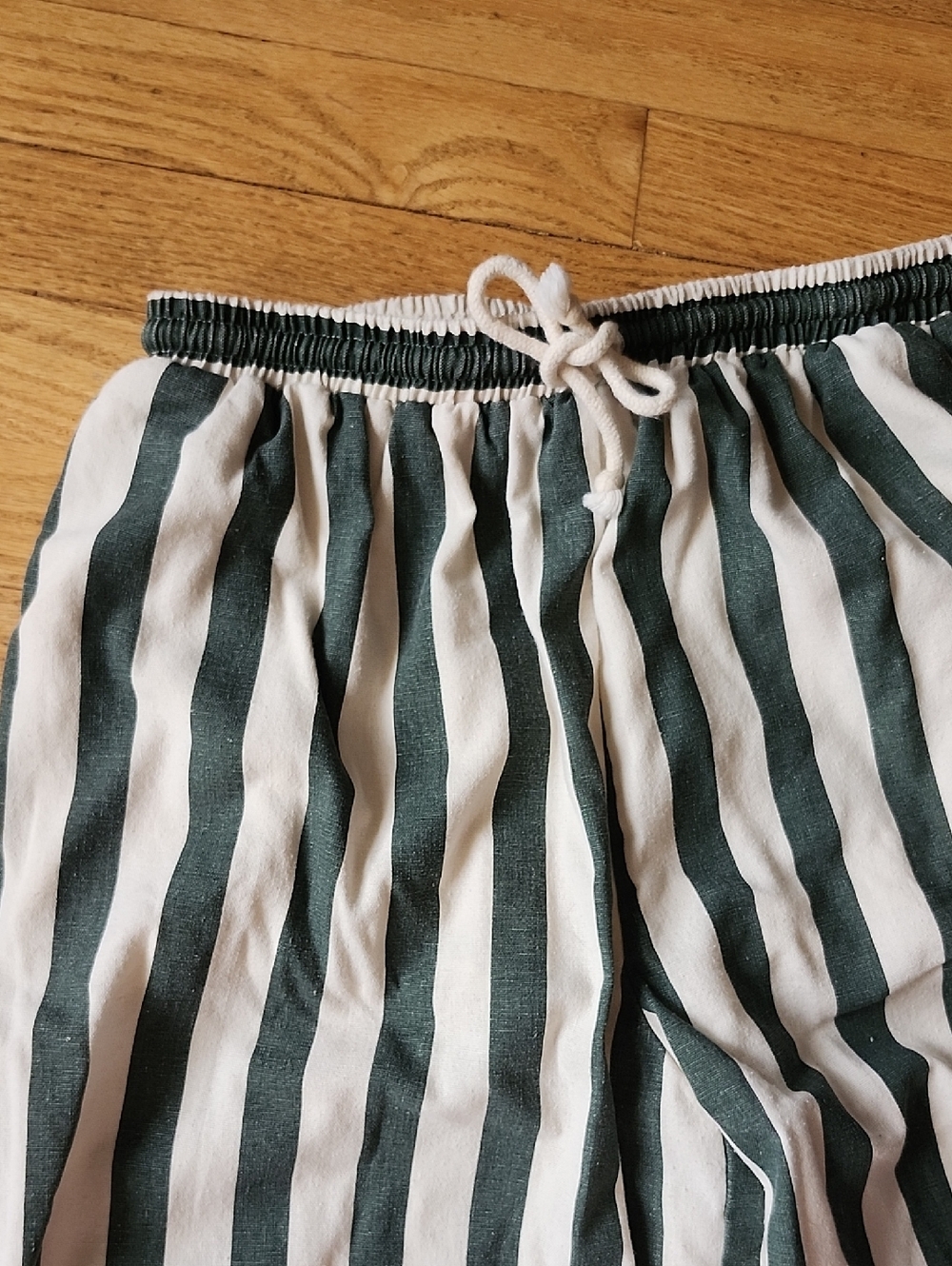Idem Ditto Wide-Leg Vertical Stripe Lounge Pants - Green & White Womens Size M - Picture 3 of 3